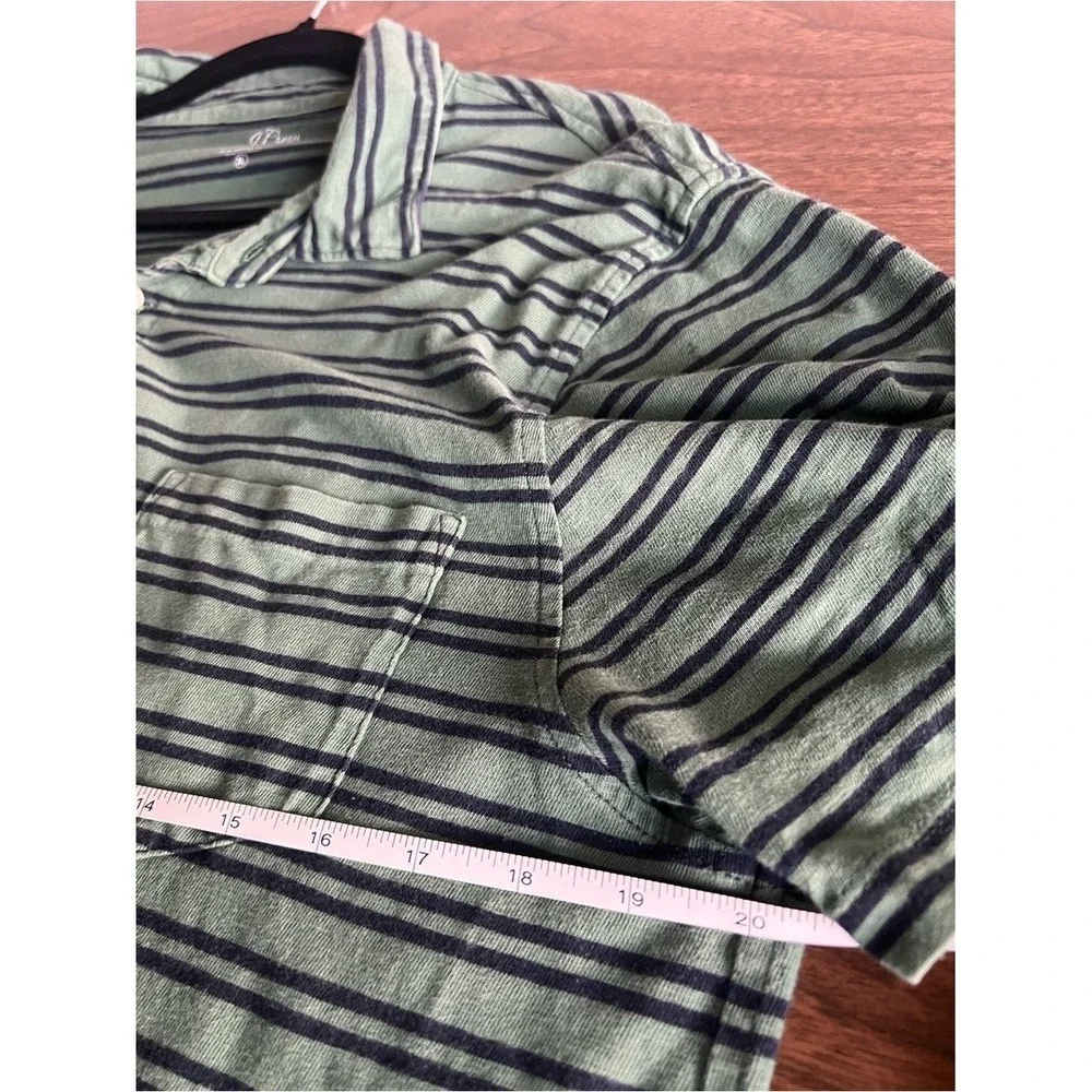 Preppy‎ J. Crew Green Striped Polo Shirt Men's Size XL Short Sleeve Classic